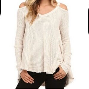 Free People Moonshine Cream Off-Shoulder Knit Sweater